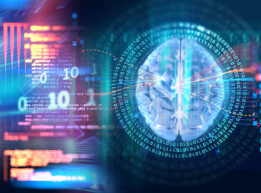 3d rendering of human brain on technology background represent artificial intelligence and cyber space concept